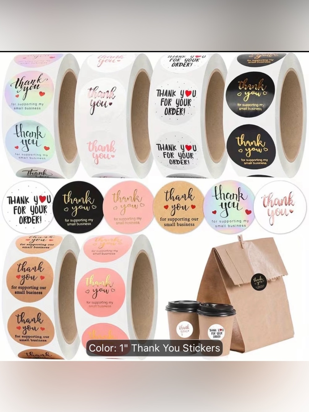 Thank You Round Sticker Rolls - Pick One